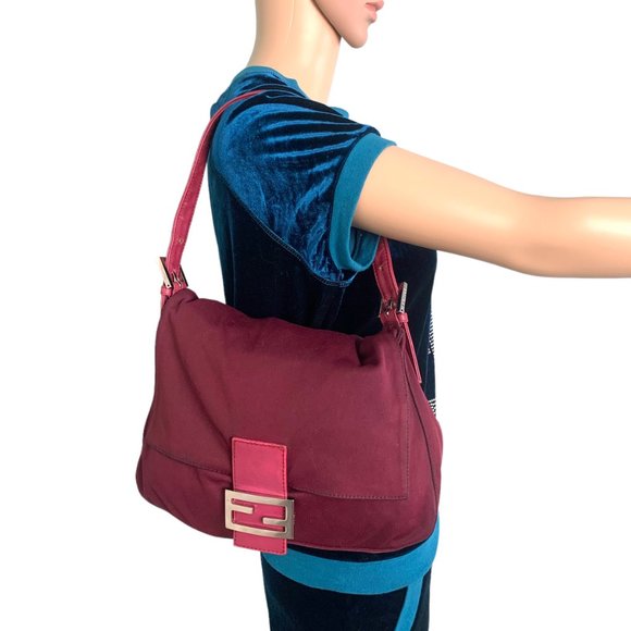 Fendi Handbags - Fendi Burgundy Vintage Neoprene Shoulder Baguette